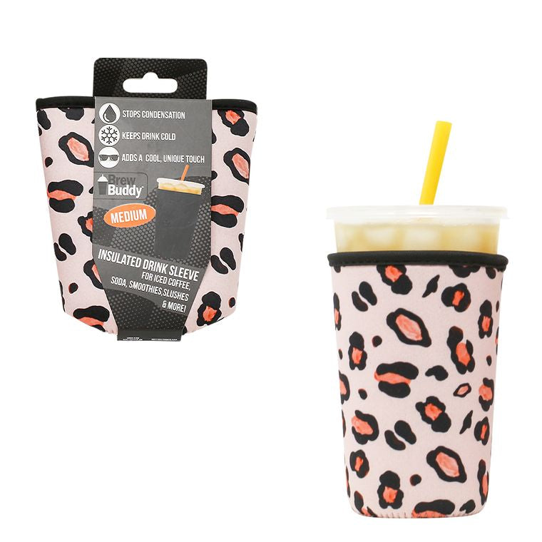 Neutral Leopard Brew Buddy - Insulated drink sleeve