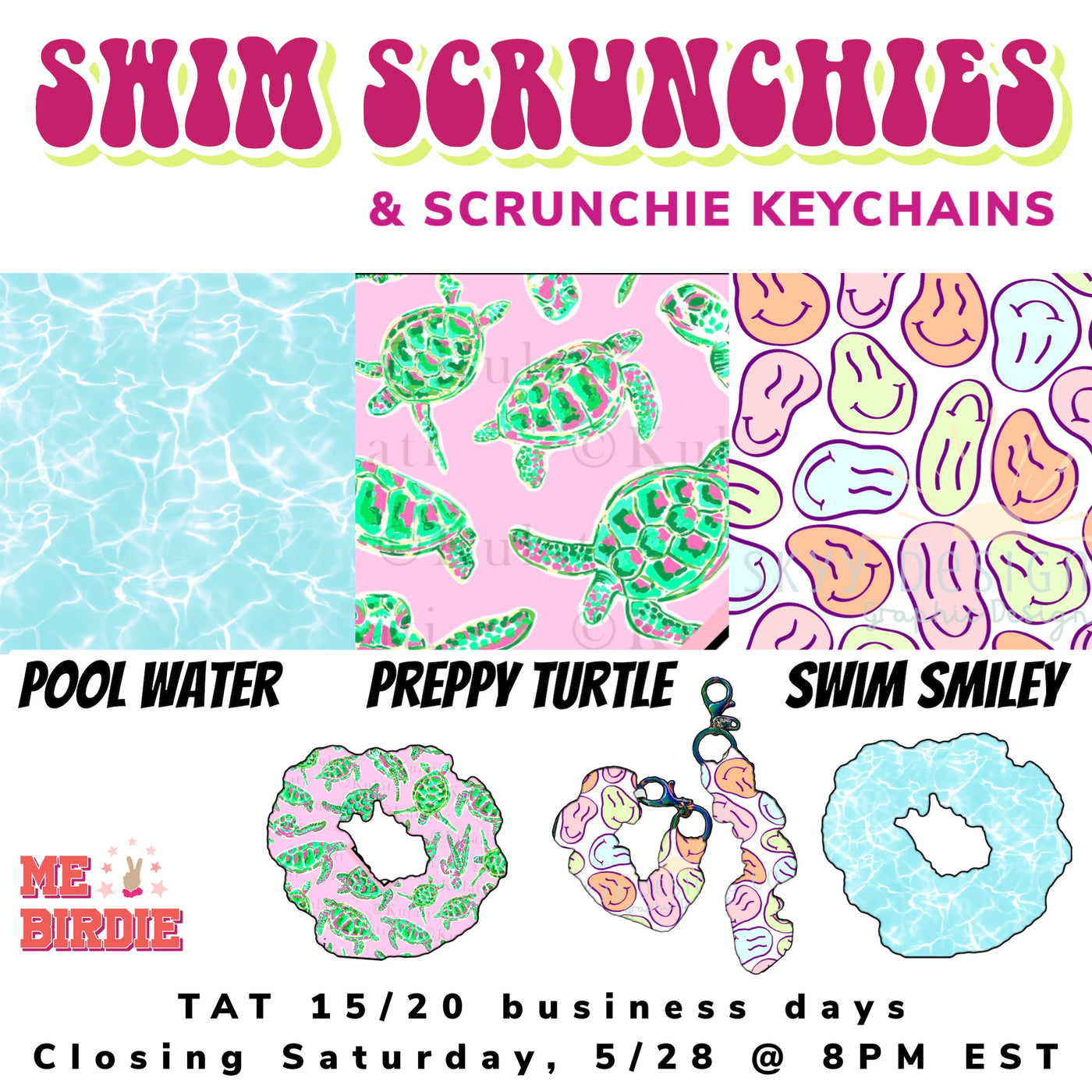 Swim Scrunchies & Keychains // PREORDER